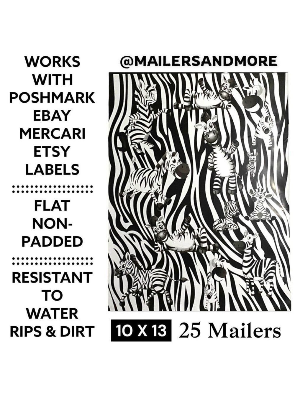 25 10X13 Poly Mailers, Zebra Shipping Envelopes PRICE IS FIRM - Picture 2 of 10